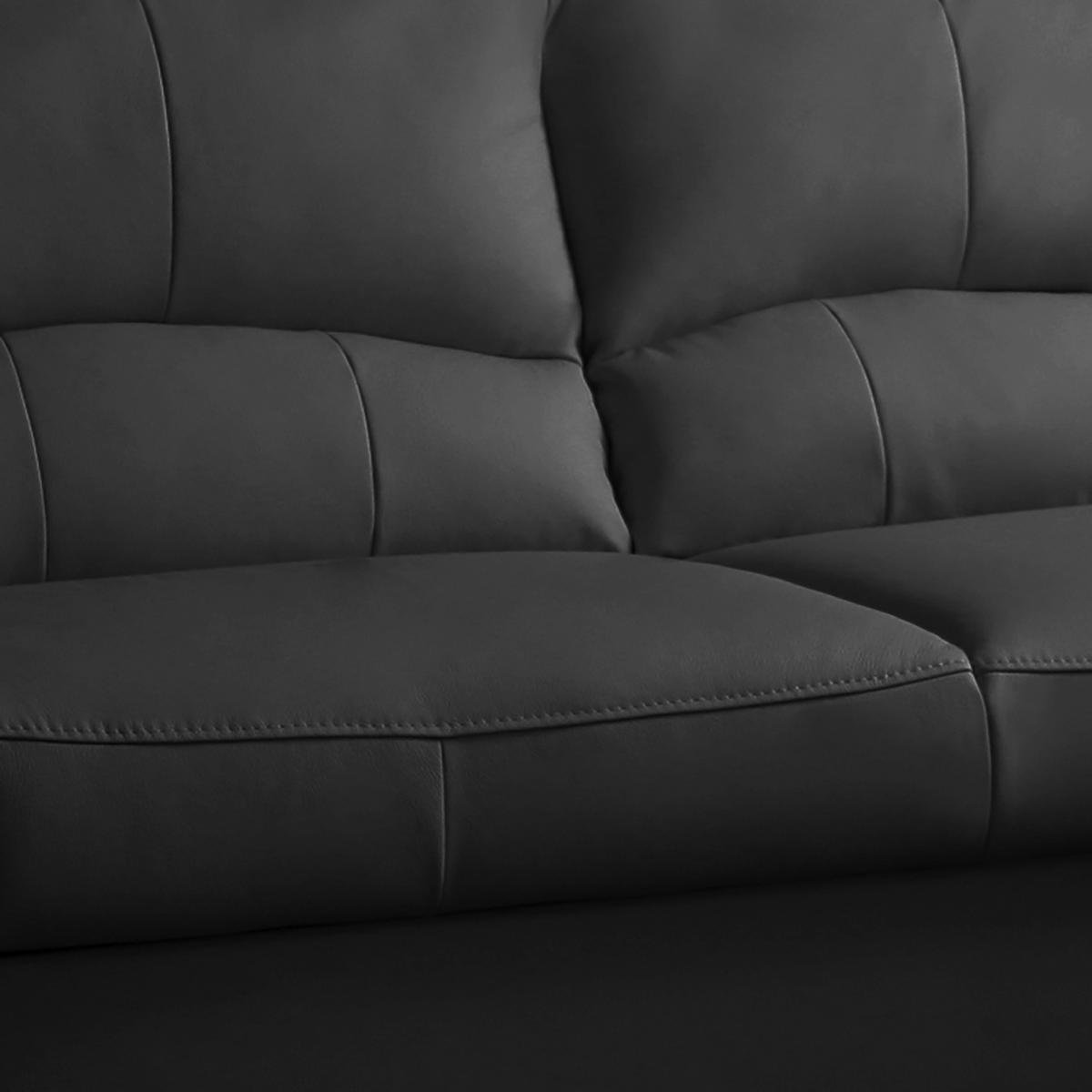 ECKSOFA in Lederlook Echtleder Schwarz  - Schwarz, Design, Leder/Kunststoff (227/168cm) - Livetastic