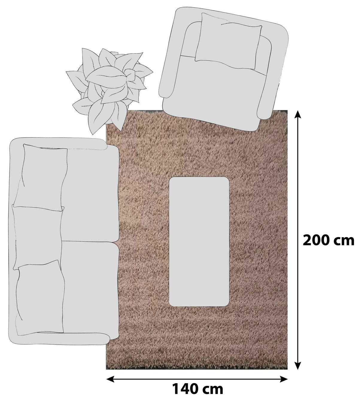 HOCHFLORTEPPICH 140/200 cm Nussbaumfarben  - Nussbaumfarben, MODERN, Textil (140/200cm)