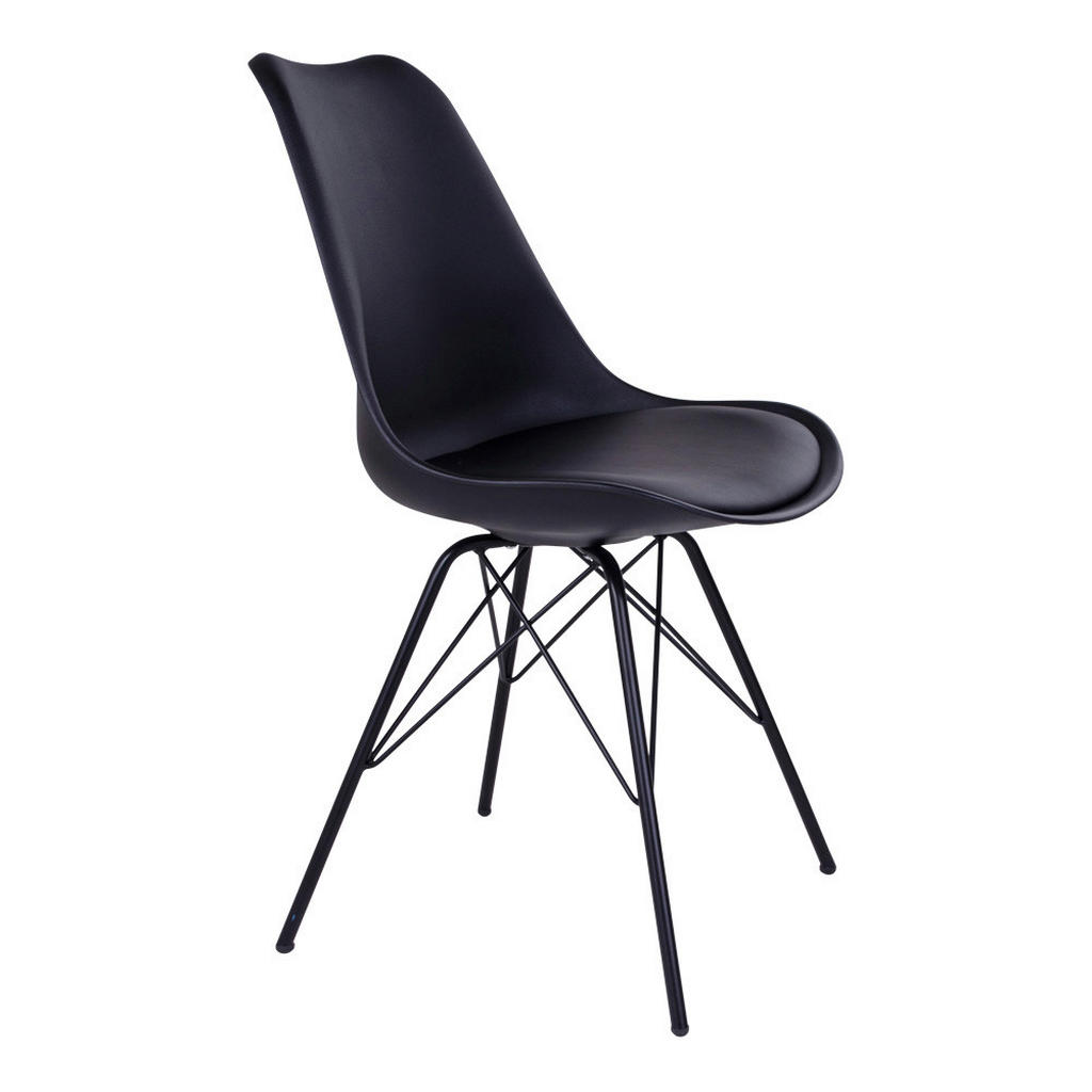 Thumbnail - Mid.you Stuhl-Set, Schwarz, Kunststoff, Füllung: Polyetherschaumkern, Rundrohr, 48x86x55 cm, Stühle