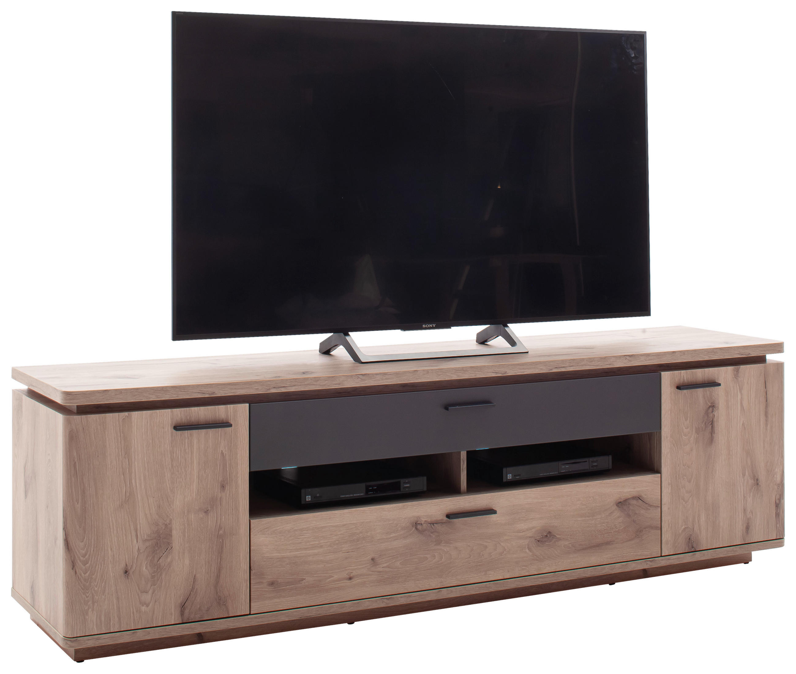 LOWBOARD Anthrazit, Eiche dunkel  210/65/50 cm  - Eiche dunkel/Anthrazit, KONVENTIONELL, Holzwerkstoff/Metall (210/65/50cm) - Cantus