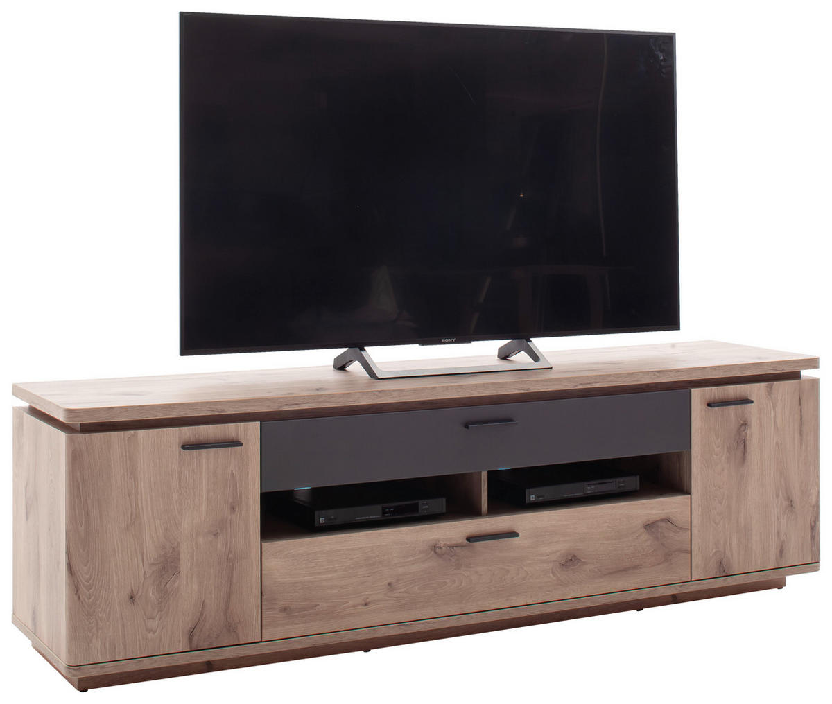 LOWBOARD Anthrazit, Eiche dunkel  210/65/50 cm  - Eiche dunkel/Anthrazit, KONVENTIONELL, Holzwerkstoff/Metall (210/65/50cm) - Cantus