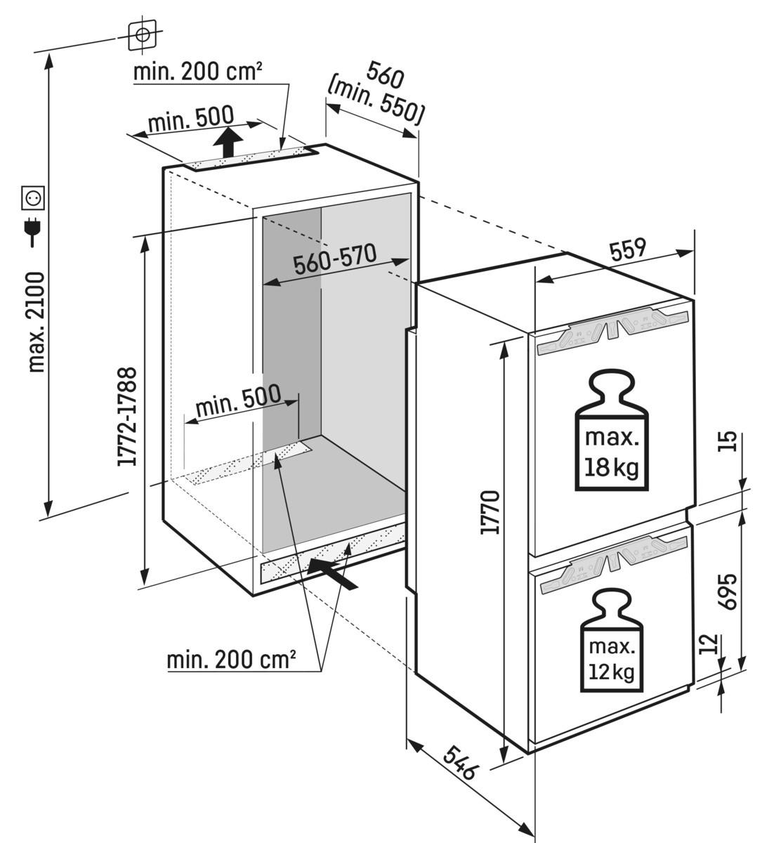 KÜHL-GEFRIER-KOMBINATION ICBA5123  - Weiß, Basics, Glas/Kunststoff (55,9/177/54,6cm) - Liebherr