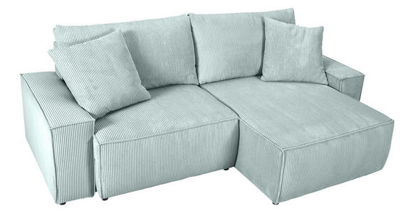 ECKSOFA in Cord Mintgrün  - Schwarz/Mintgrün, KONVENTIONELL, Kunststoff/Textil (250/153cm) - Ambia Home