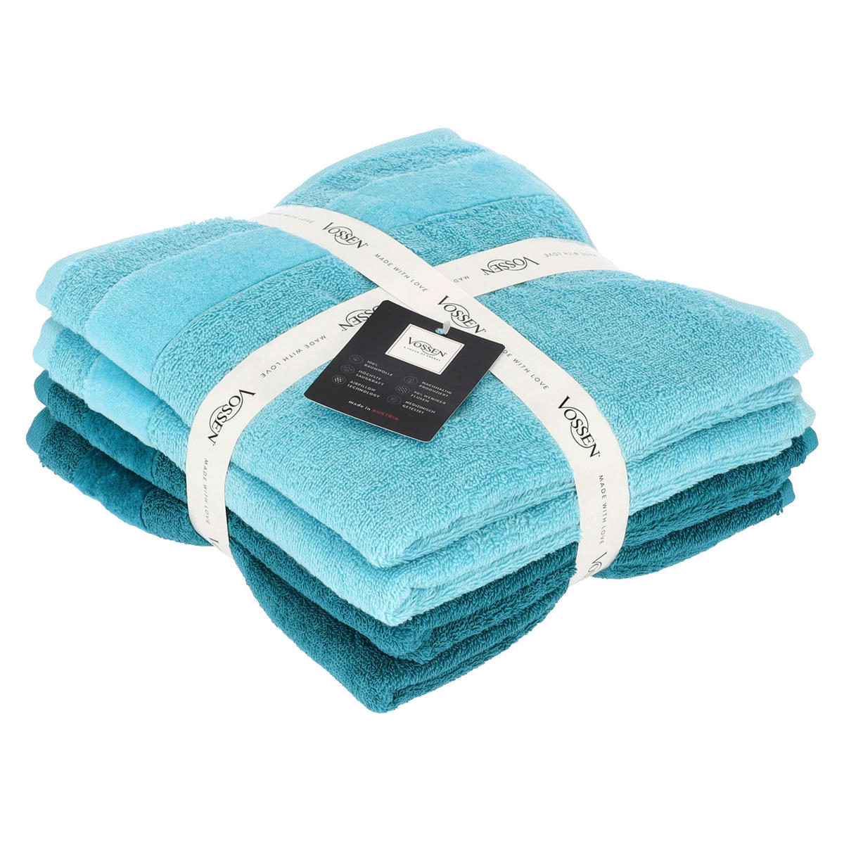 FROTTIERSET Silence Set Blau 4-teilig  - Blau, Basics, Textil - Vossen