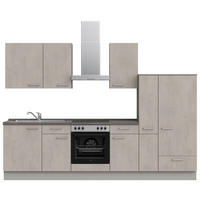 KÜCHENBLOCK 300 cm   in Grau, Schieferfarben  - Schieferfarben/Edelstahlfarben, MODERN, Holzwerkstoff/Metall (300cm) - Nobilia