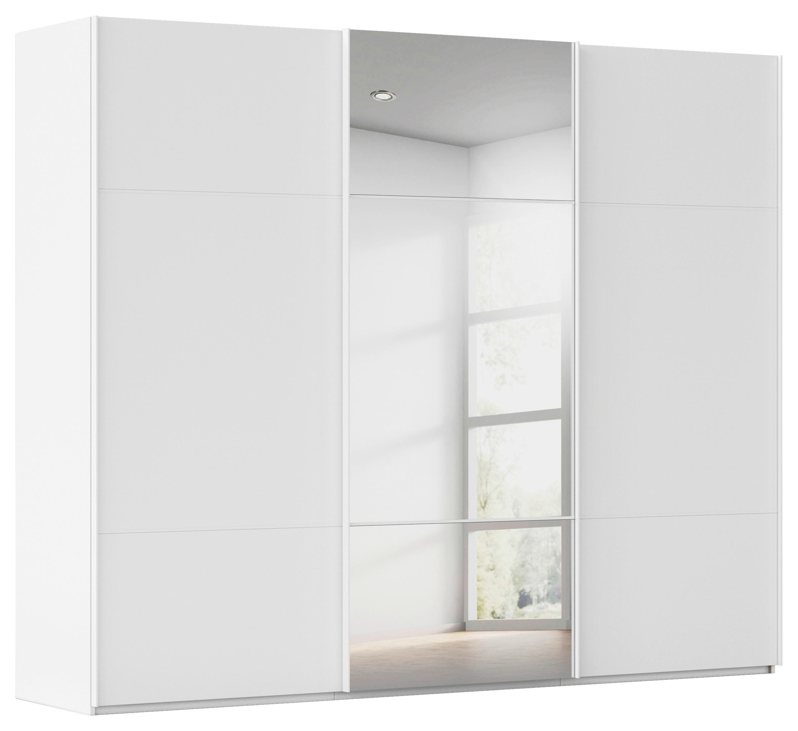 SCHWEBETÜRENSCHRANK 301/223/68 cm,  in Weiß, 3 Tür(en)  - Weiß, KONVENTIONELL, Glas/Holzwerkstoff (301/223/68cm) - Novel