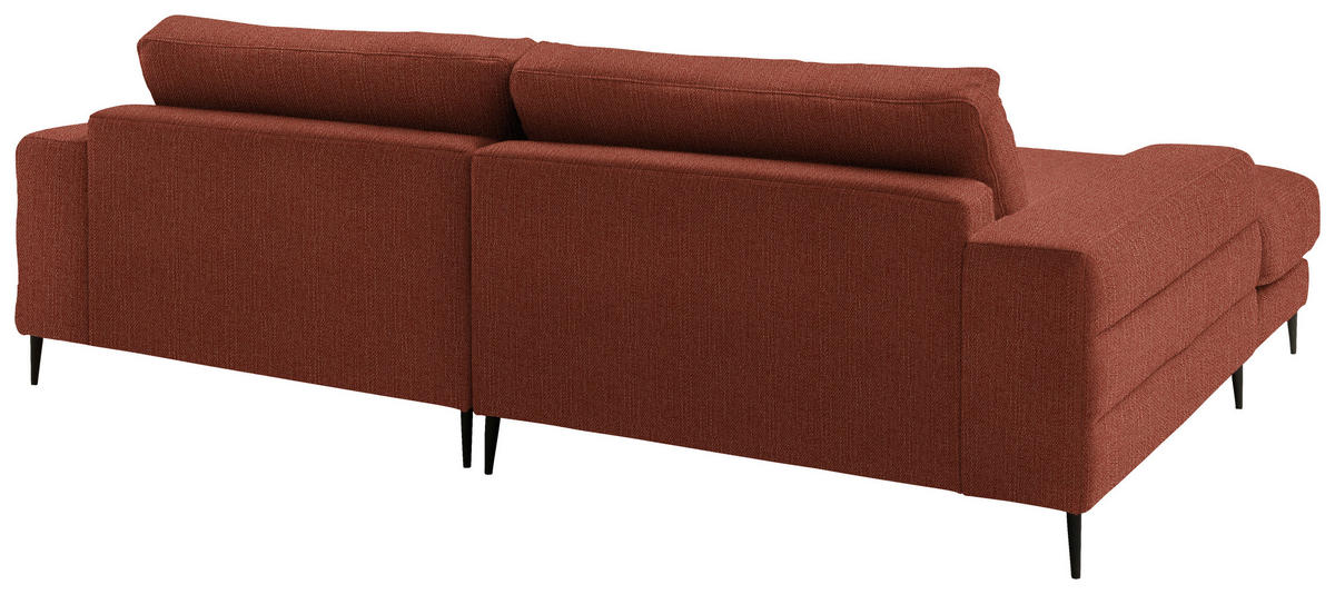 ECKSOFA in Flachgewebe Rostfarben  177/253 cm  - Rostfarben/Schwarz, Design, Textil/Metall (177/253cm) - Dieter Knoll