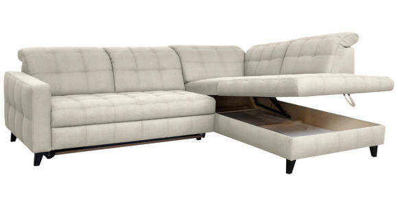ECKSOFA in Webstoff Ecru 297/216 cm - Ecru/Schwarz, Design, Holz/Textil (297/216cm) - Xora