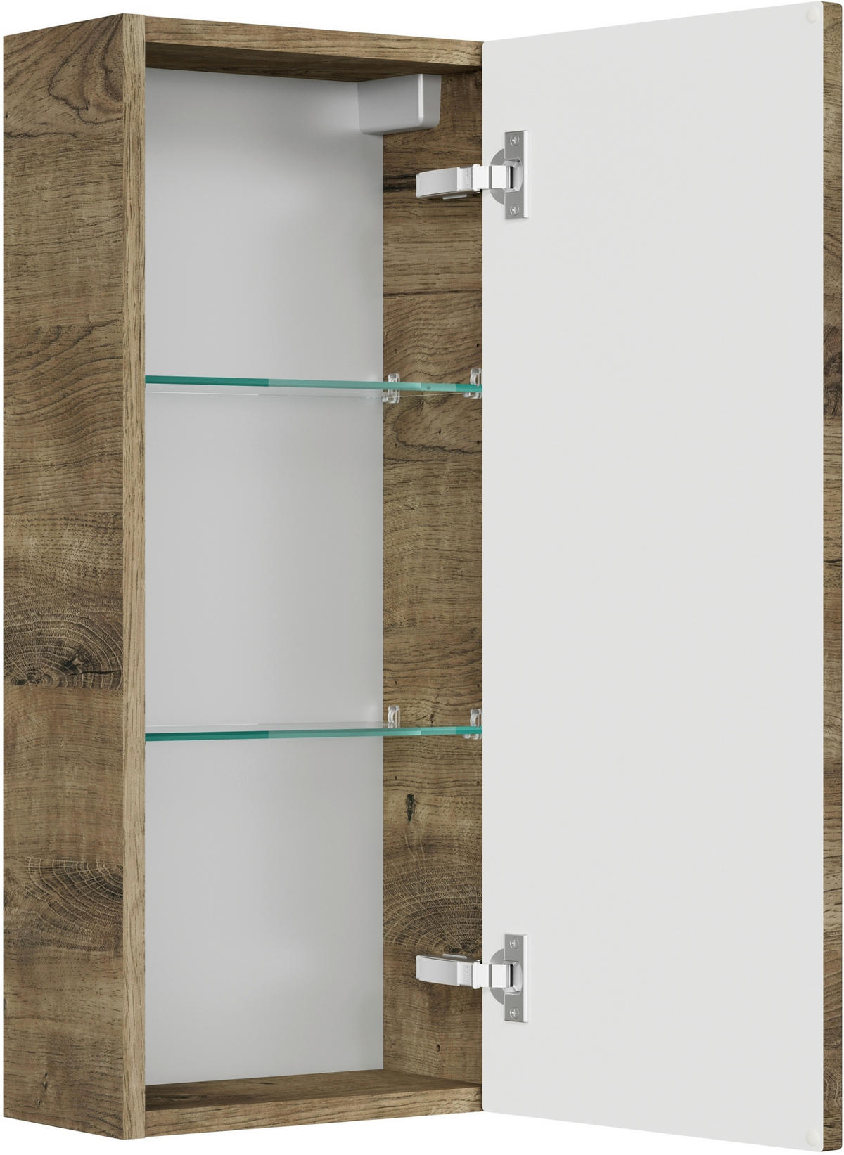 HÄNGESCHRANK 30/70/17 cm  - Eiche dunkel/Chromfarben, KONVENTIONELL, Glas/Holzwerkstoff (30/70/17cm) - Sadena