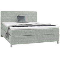 BOXSPRINGBETT 180/200 cm  in Hellgrau  - Chromfarben/Hellgrau, Konventionell, Kunststoff/Textil (180/200cm) - Voleo