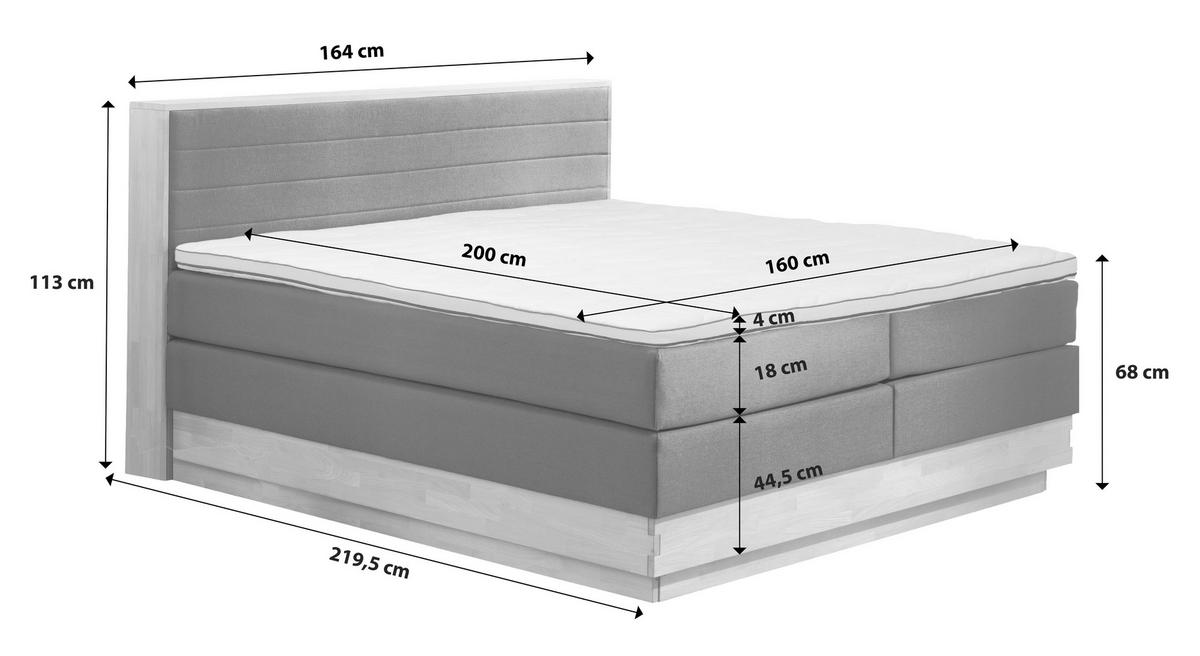 BOXSPRINGBETT 160/200 cm  in Braun, Eichefarben  - Eichefarben/Schwarz, MODERN, Holz/Kunststoff (160/200cm) - MID.YOU