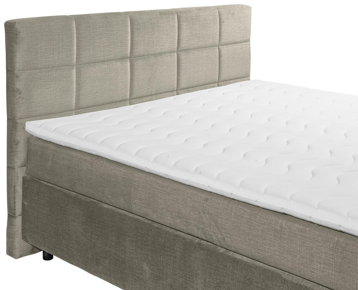 BOXSPRINGBETT 180/200 cm  in Hellgrau  - Hellgrau/Schwarz, Design, Holzwerkstoff/Kunststoff (180/200cm) - Xora