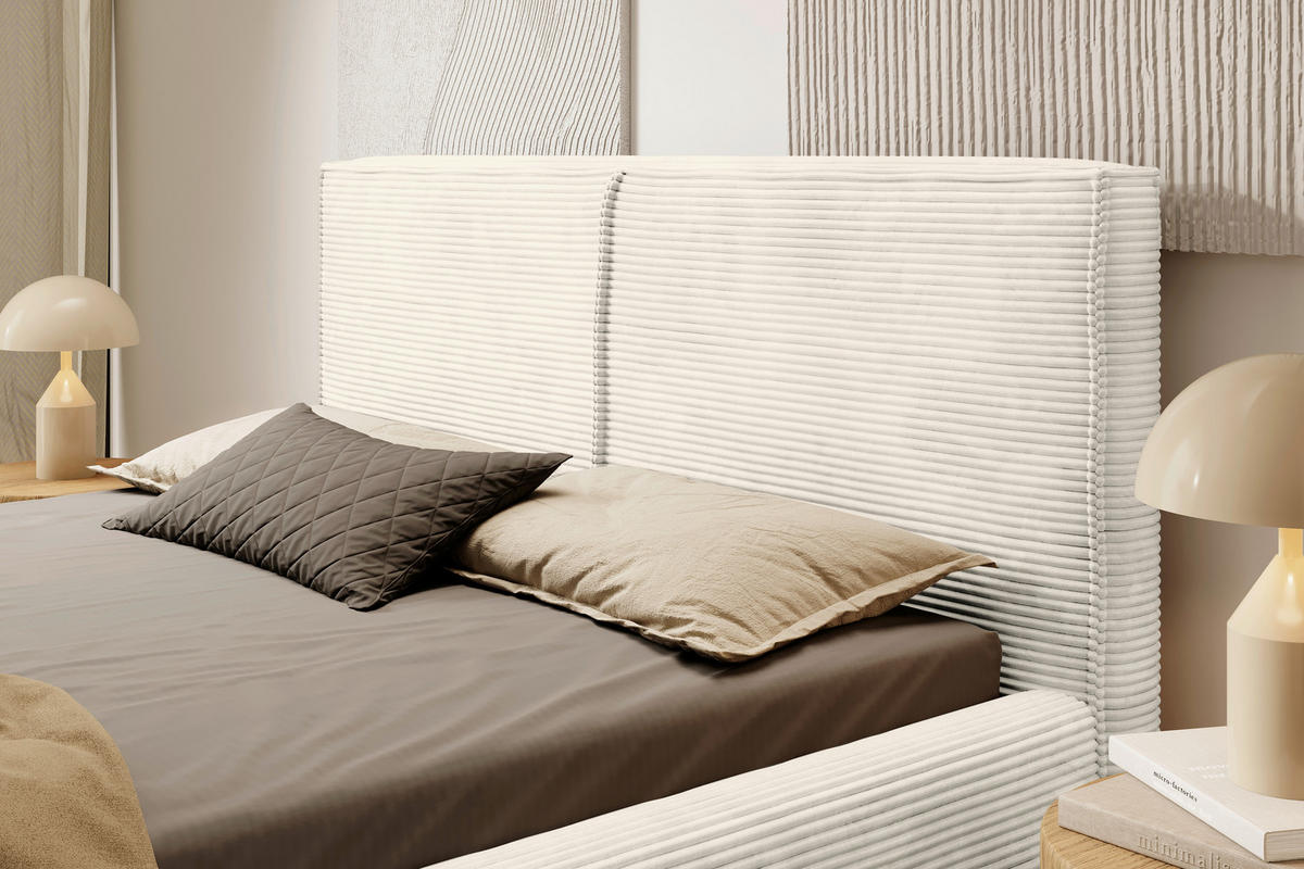 POLSTERBETT Lattenrost, Bettkasten 180/200 cm  in Creme  - Creme/Schwarz, MODERN, Holz/Textil (180/200cm) - MID.YOU