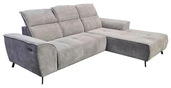 ECKSOFA Taupe Cord  - Taupe/Schwarz, KONVENTIONELL, Textil/Metall (290/196cm) - Carryhome