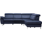 ECKSOFA  in Flachgewebe, Mikrofaser Dunkelblau  271/239 cm  - Beige/Alufarben, Design, Textil/Metall (271/239cm) - Cantus