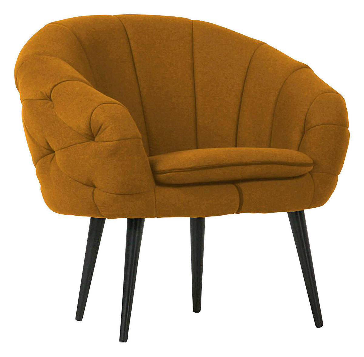 FÅTÖLJ i textil mörkgul  - mörkgul/svart, Trend, trä/textil (80/77/68cm) - MID.YOU