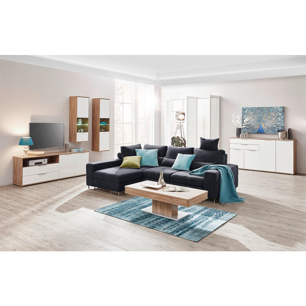 Thumbnail - Hom`in Ecksofa, Schwarz, Textil, 4-Sitzer, Füllung: Schaumstoff, Ottomane links, 260x188 cm, Stoffauswahl, seitenverkehr...
