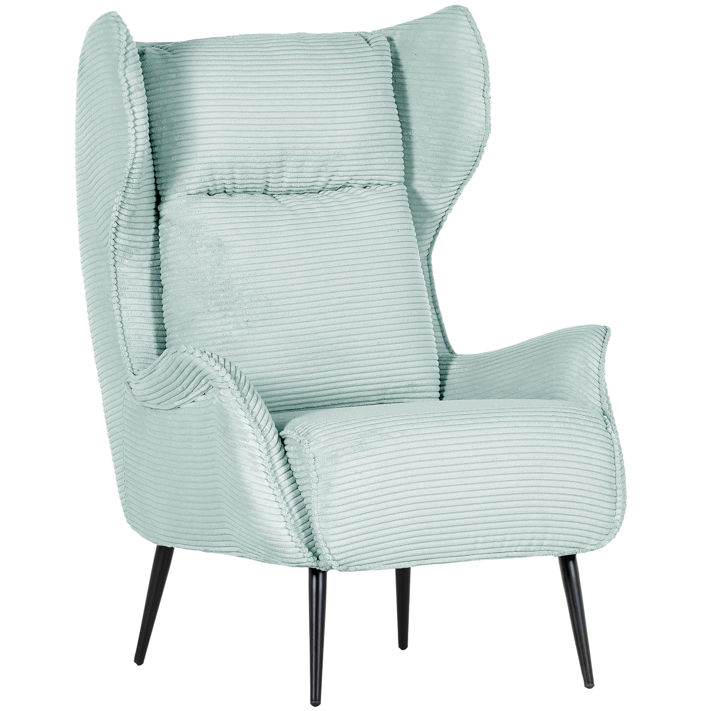 OHRENSESSEL in Cord Mintgrün  - Schwarz/Mintgrün, Design, Textil/Metall (83/106/89cm) - Landscape