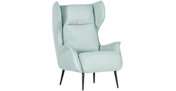 OHRENSESSEL Cord Mintgrün  - Schwarz/Mintgrün, Design, Textil/Metall (83/106/89cm) - Landscape