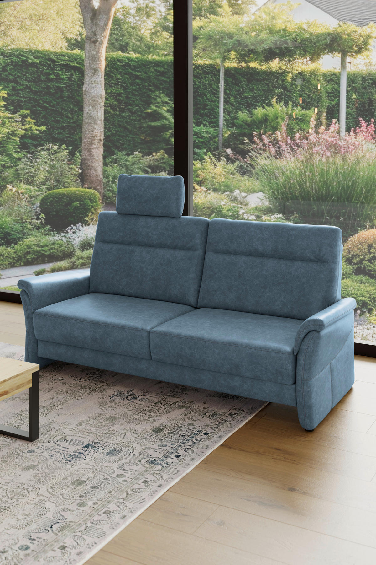 3,5-SITZER - Blaugrau/Schwarz, Konventionell, Kunststoff/Textil (205/98/91cm) - Elegando