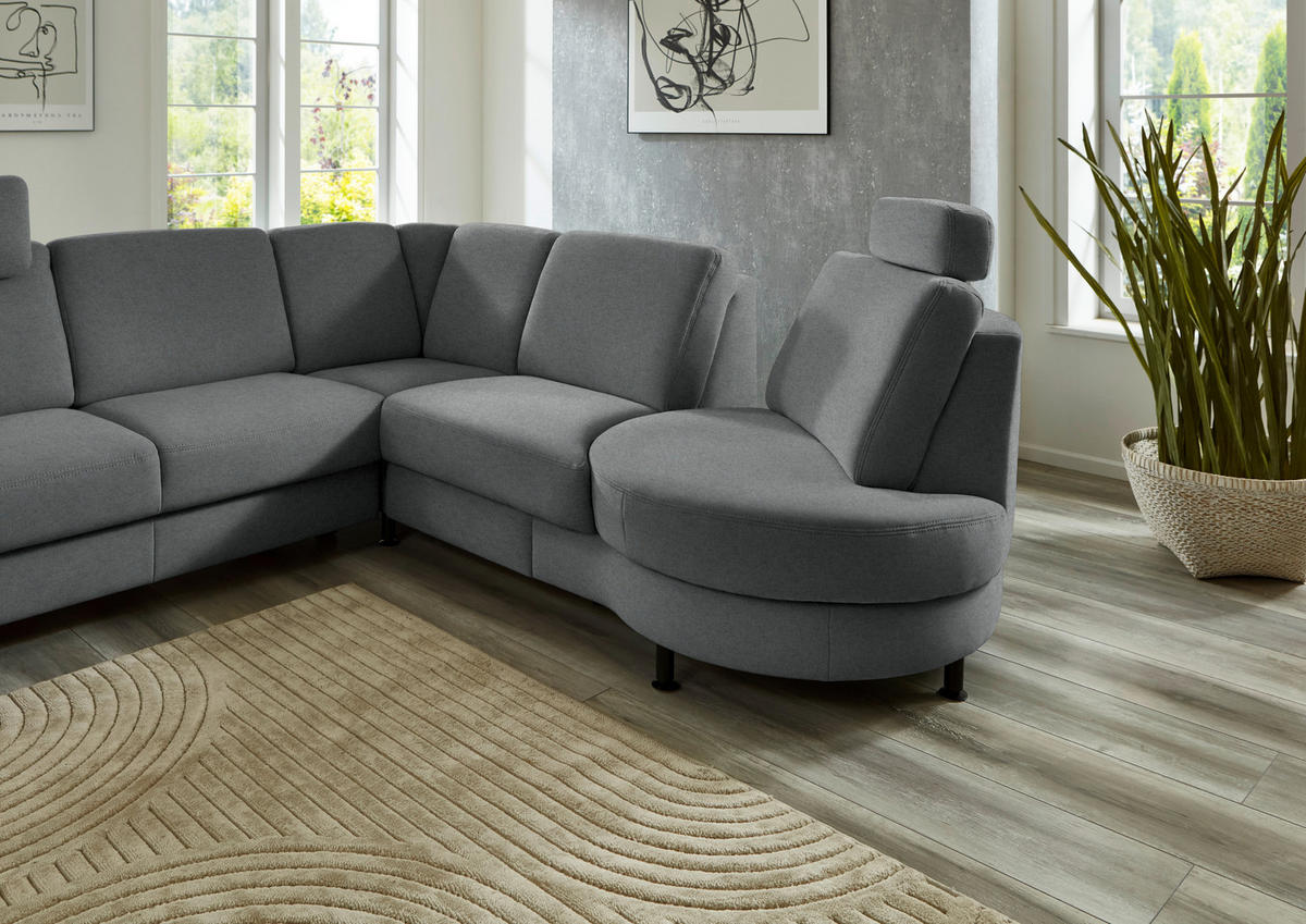 ECKSOFA Flachgewebe Anthrazit  - Anthrazit/Schwarz, Konventionell, Textil/Metall (248/252cm) - Beldomo Comfort