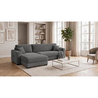 ECKSOFA  Cord Anthrazit  - Anthrazit/Schwarz, Basics, Holz/Holzwerkstoff (284/184cm) - MID.YOU