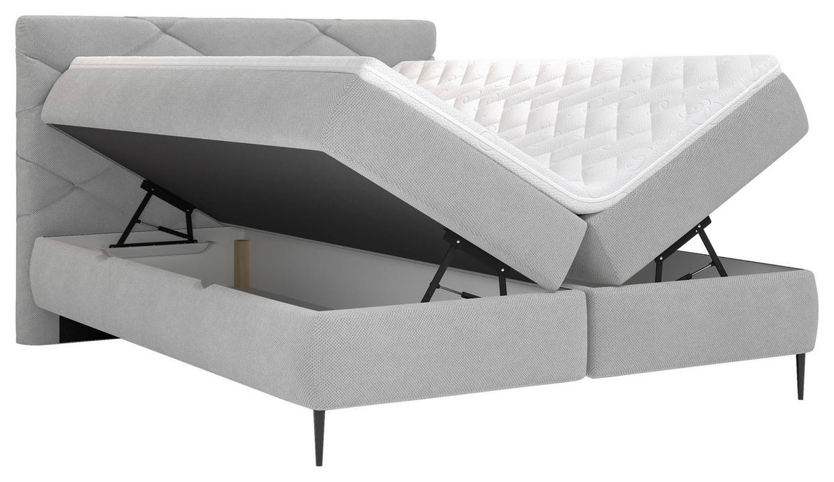 BOXBETT 140/200 cm  in Hellgrau  - Hellgrau/Schwarz, MODERN, Holz/Holzwerkstoff (140/200cm) - MID.YOU