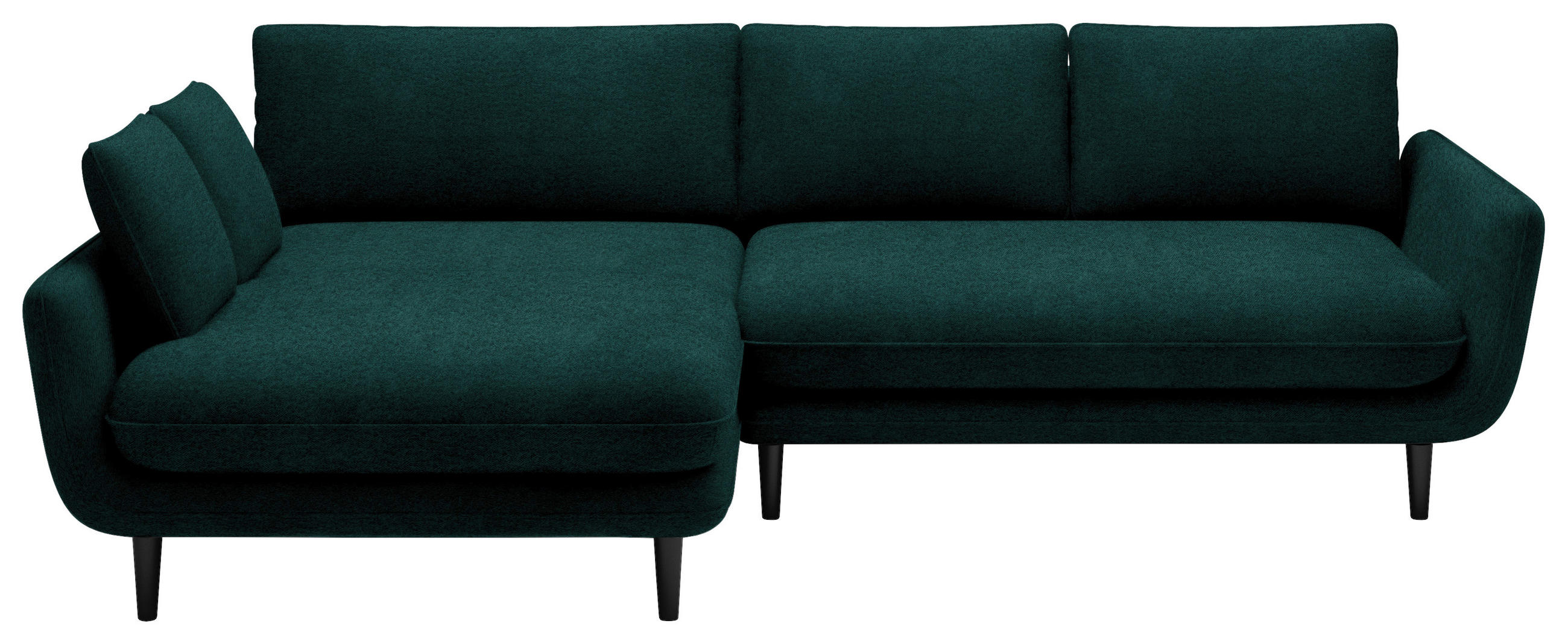 ECKSOFA in Velours Dunkelgrün  - Dunkelgrün/Schwarz, Design, Holz/Textil (167/260cm) - Welnova