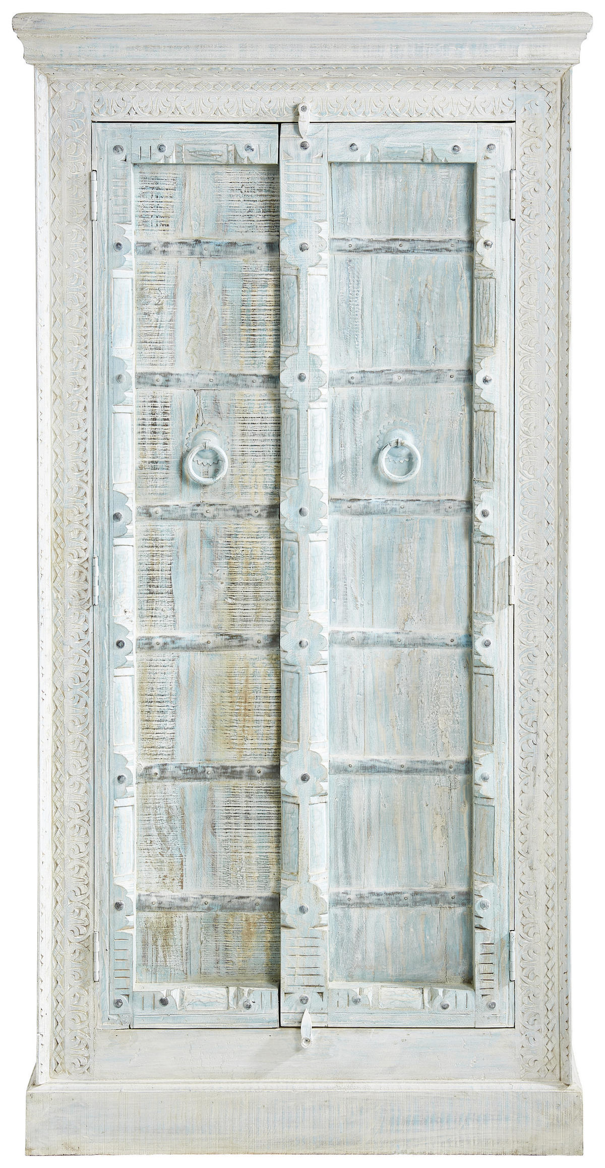 MEHRZWECKSCHRANK 90-95/180-185/43 cm  in Naturfarben, Türkis  - Türkis/Creme, LIFESTYLE, Holz/Metall (90-95/180-185/43cm) - Landscape