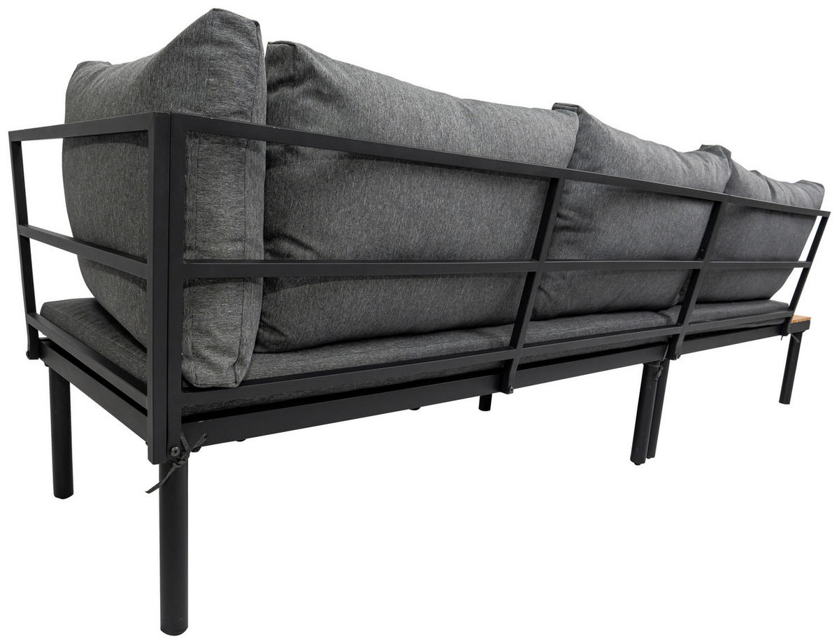 LOUNGEGARNITUR 159/273,5 cm Akazie massiv Eisen  - Schwarz/Grau, Basics, Holz/Textil (159/273,5cm) - Ambia Garden