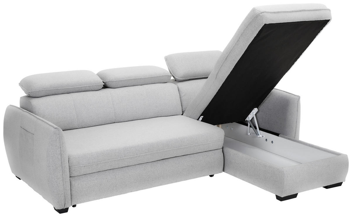 ECKSOFA in Flachgewebe Hellgrau  - Hellgrau/Schwarz, Modern, Kunststoff/Textil (182/237cm) - Carryhome