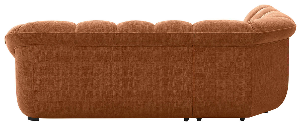 ECKSOFA Terracotta Chenille Bettkasten, Schlaffunktion, Rücken echt  - Terracotta/Schwarz, KONVENTIONELL, Kunststoff/Textil (222/260cm) - Welnova