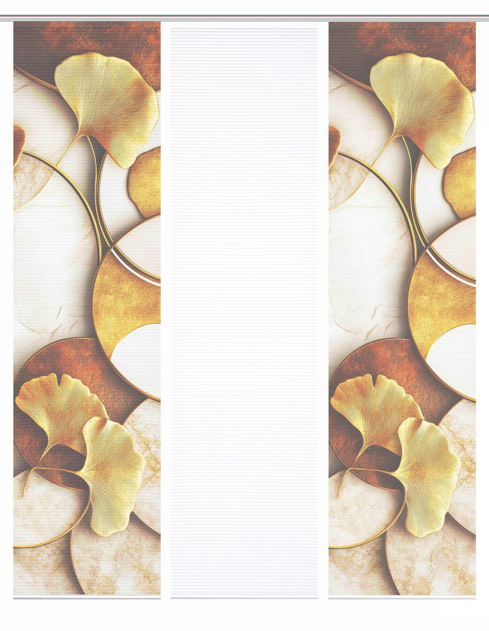 XXXLutz Flächenvorhang Storm Natur, Gold, Cognac 60x245 cm