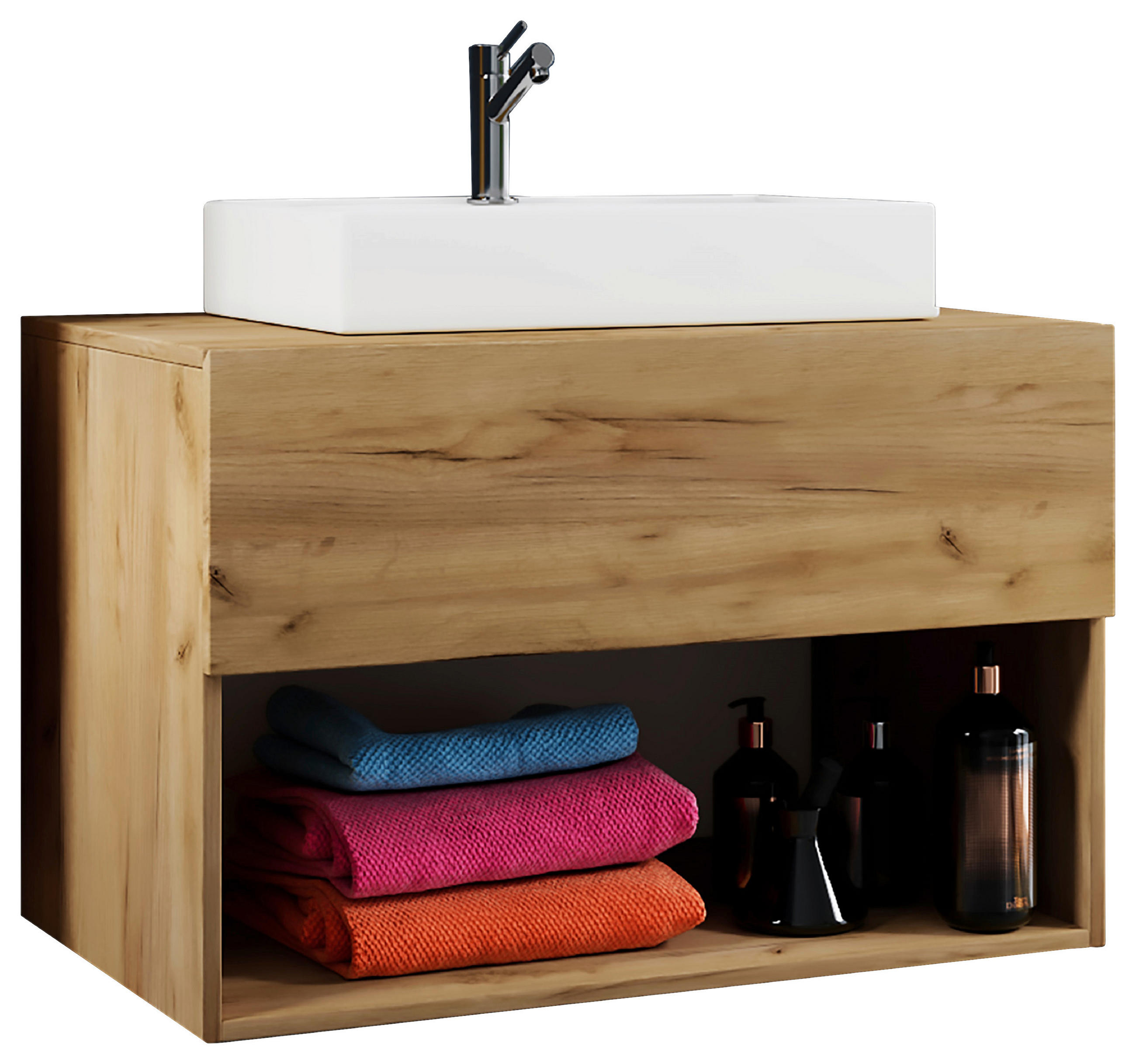 WASCHTISCHKOMBI Honigeiche - Honigeiche/Weiß, MODERN, Keramik/Holzwerkstoff (80cm) - MID.YOU