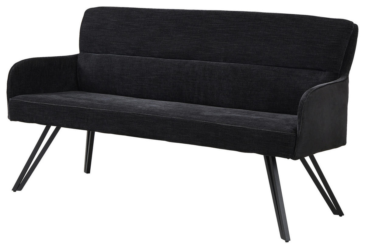 SITZBANK 160/94/67 cm Webstoff Schwarz  - Schwarz, MODERN, Textil/Metall (160/94/67cm) - MID.YOU