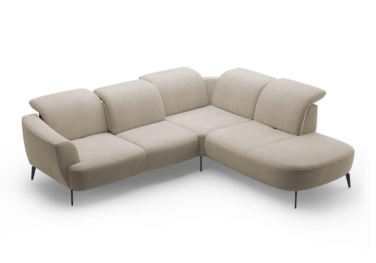 ECKSOFA in Mikrofaser Beige  - Beige/Schwarz, Konventionell, Textil/Metall (300/267cm) - Sit & More