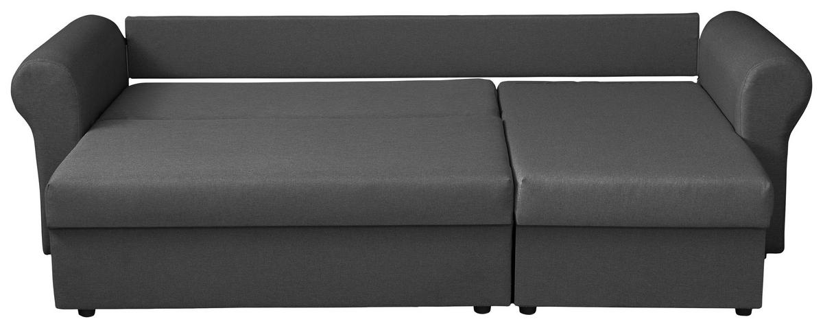 ECKSOFA in Flachgewebe Grau  248/143 cm  - Schwarz/Grau, Design, Kunststoff/Textil (248/143cm) - P & B