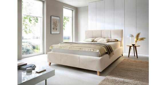 POLSTERBETT Bettkasten, Lattenrost 180/200 cm in Beige - Beige/Buchefarben, KONVENTIONELL, Holz/Textil (180/200cm) - Carryhome
