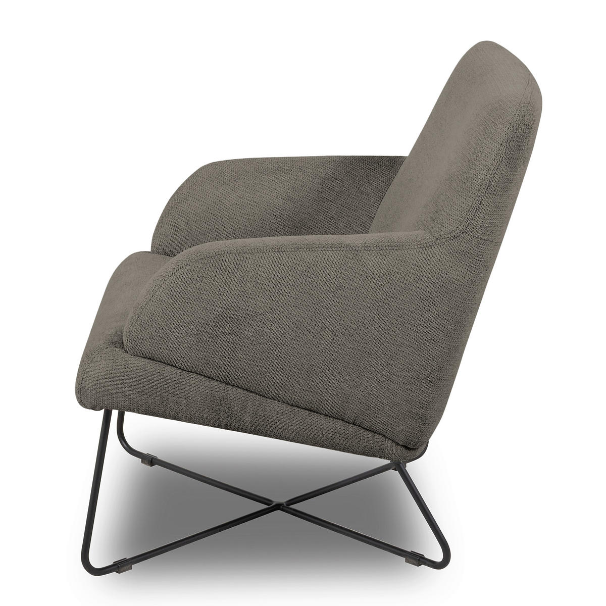 SESSEL in Chenille Graphitfarben  - Schwarz/Graphitfarben, Design, Textil/Metall (67/87/74cm) - Livetastic