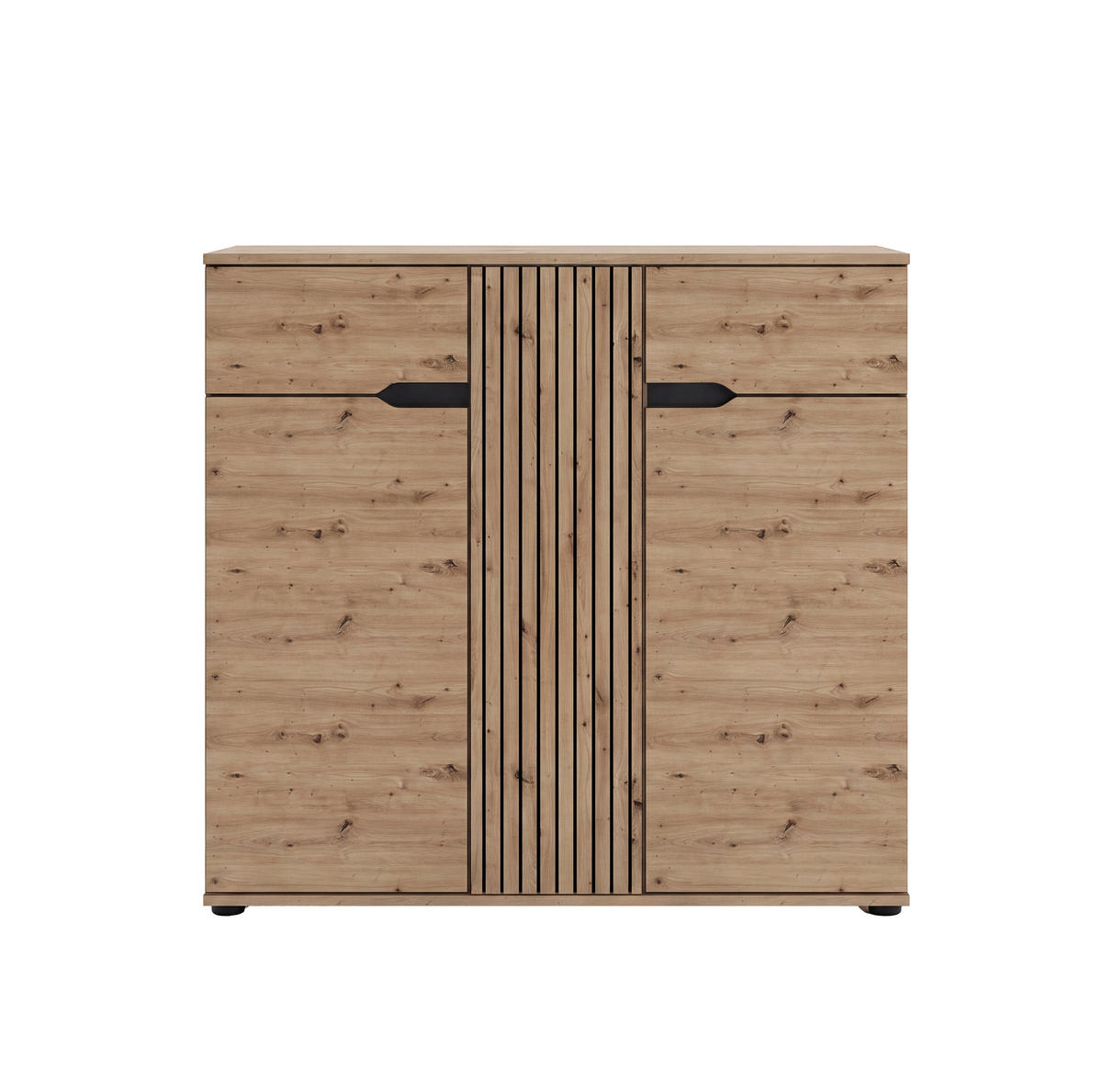 KOMMODE , 104/98/37 cm, 2 Schublade(n)  - Schwarz/Eiche Artisan, Design, Holzwerkstoff/Kunststoff (104/98/37cm) - MID.YOU