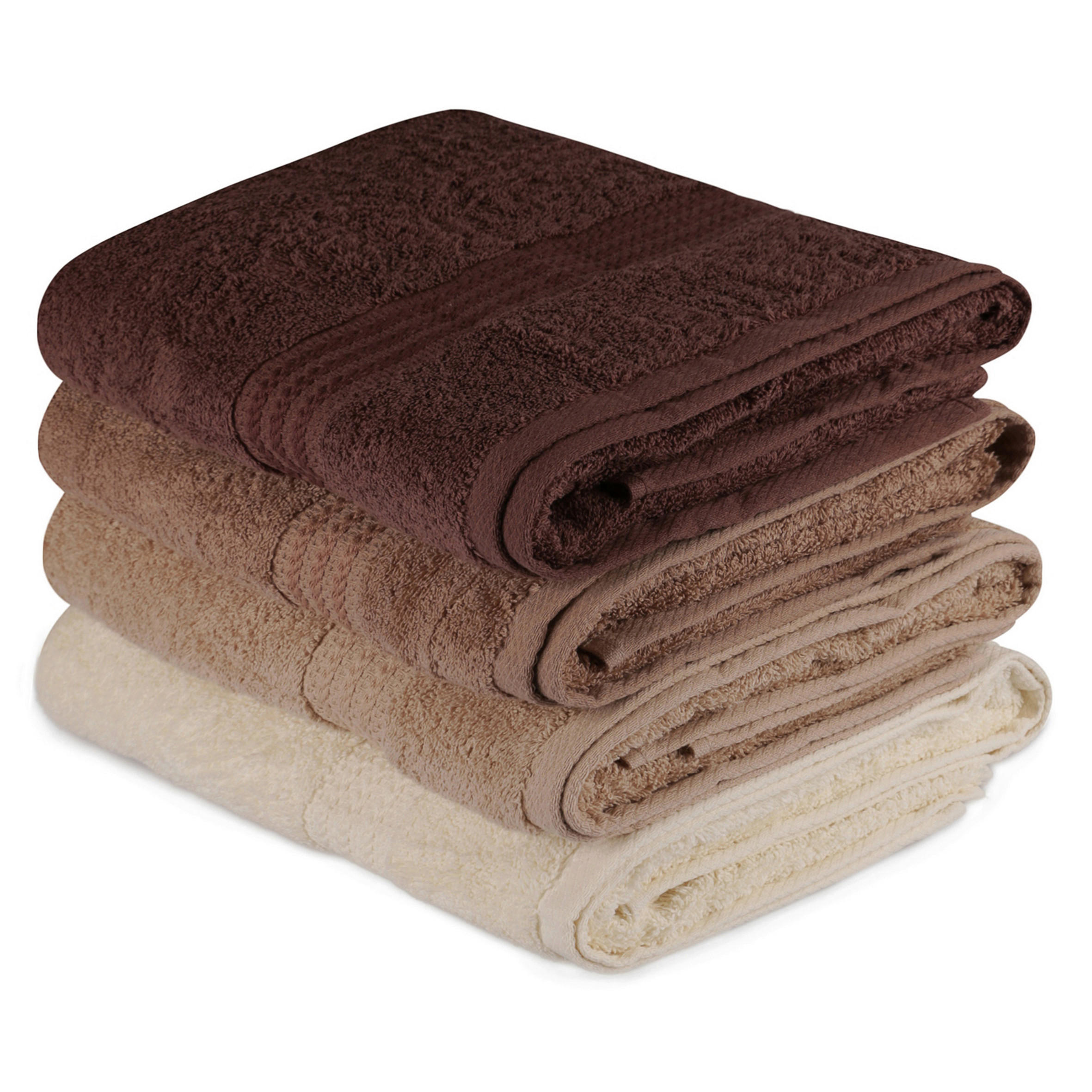 DUSCHTUCHSET Braun, Creme, Beige 4-teilig  - Beige/Creme, Basics, Textil (70/140cm)