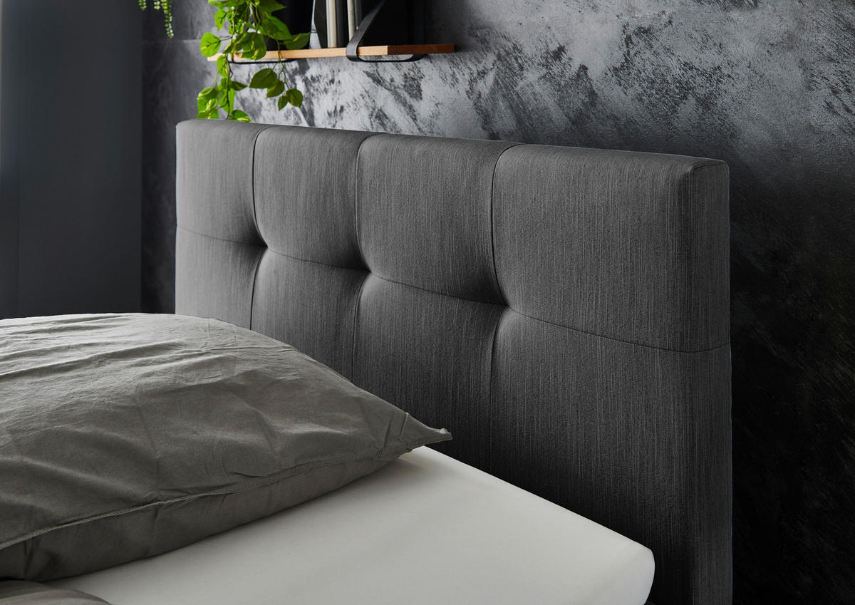 BOXBETT 120/200 cm,  in Anthrazit, Topper, H3 = fest  - Eichefarben/Anthrazit, MODERN, Holz/Textil (120/200cm) - Livetastic