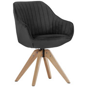 ARMLEHNSTUHL Velours Anthrazit - Eichefarben/Anthrazit, LIFESTYLE, Holz/Textil (60/83/65cm) - Hom`in