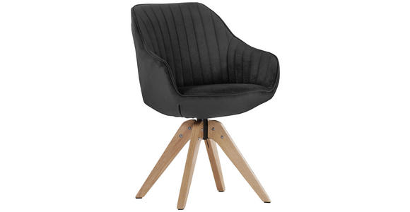 STUHL in Textil Anthrazit - Eichefarben/Anthrazit, Design, Holz/Textil (60/83/65cm) - Hom`in