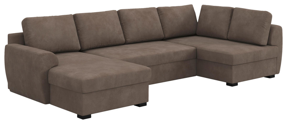 SJEDEĆA GARNITURA tekstil  taupe   - crna/taupe, Trend, tekstil/plastika (154/327/86cm) - MID.YOU