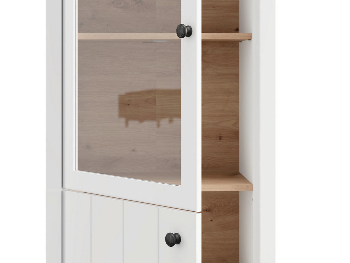 VITRINA 60/33,5/191 cm   - bijela/bakrenaste boje, Basics, staklo/drvni materijal (60/33,5/191cm)