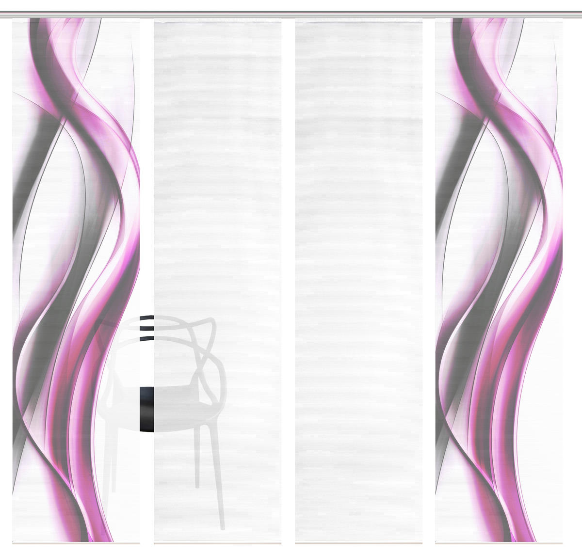 FLÄCHENVORHANG  4 Stück  blickdicht  60/260 cm   - Pink/Weiß, Design, Textil (60/260cm)