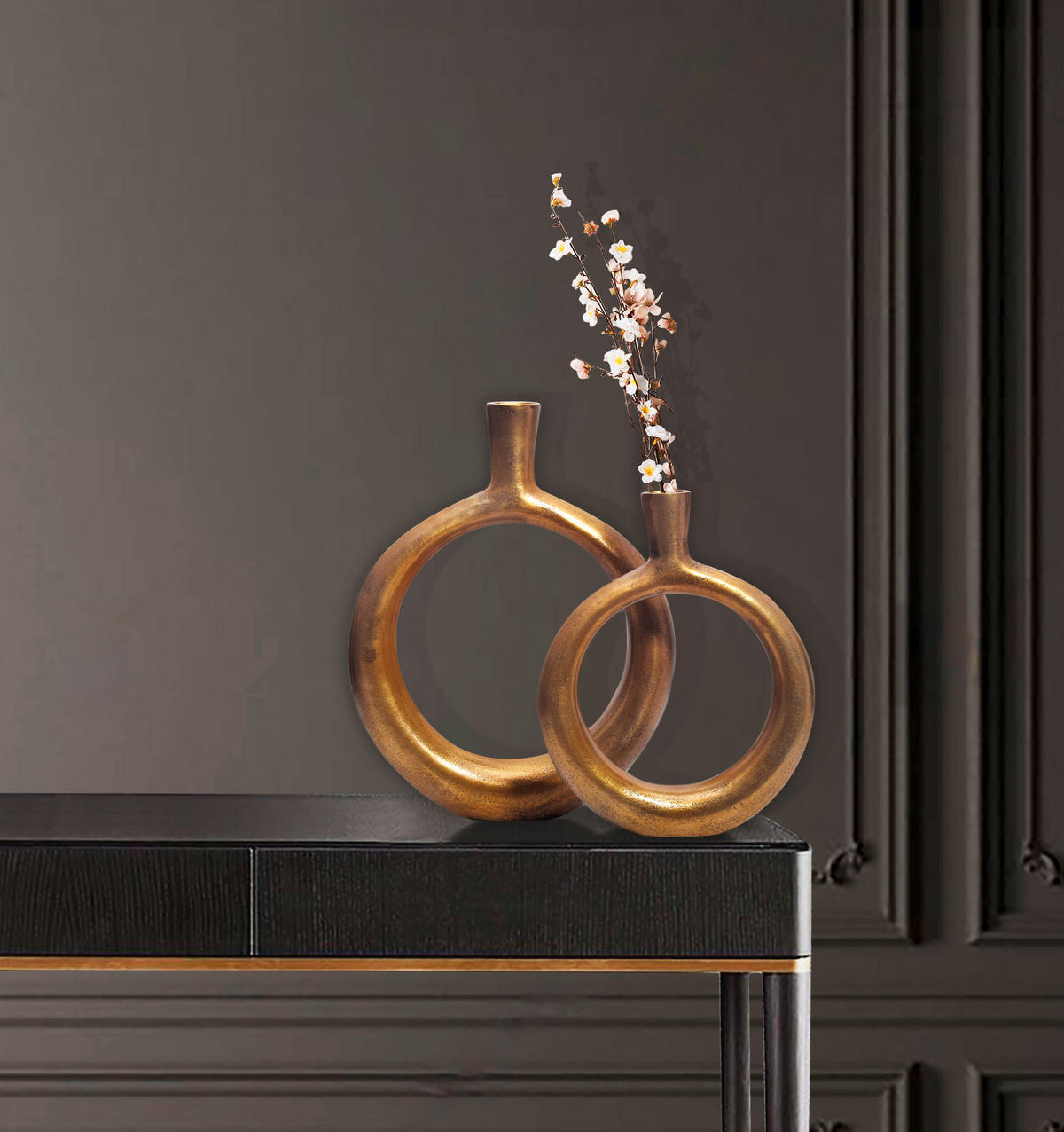 DEKOVASE  - Goldfarben, Design, Metall (35/45/7cm) - Livetastic