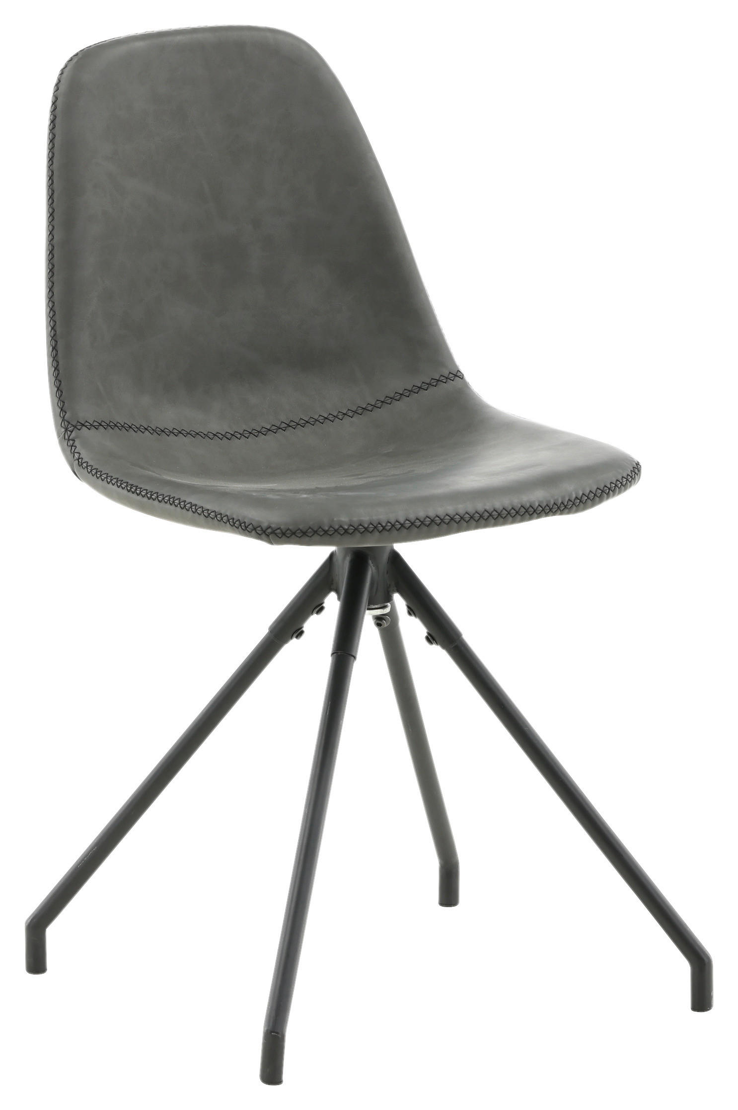 STUHL-SET 2 Stück  in Stahl Lederlook (vegan)  - Schwarz, Design, Textil/Metall (44/88/54cm) - Livetastic