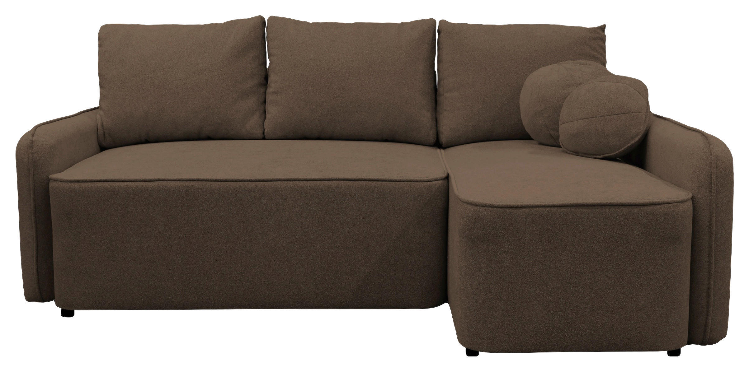 ECKSOFA Braun Struktur, Bouclé  - Schwarz/Braun, Design, Kunststoff/Textil (209/143cm) - MID.YOU